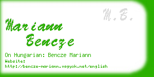 mariann bencze business card